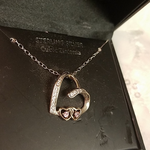Brand New Sterling Silver CZ Heart Necklace - Picture 3 of 6